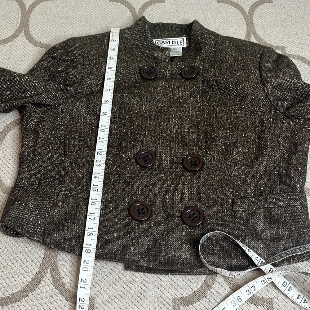 Carlisle Gray Tweed Double-Breasted Wool Silk Blazer - Picture 7 of 14